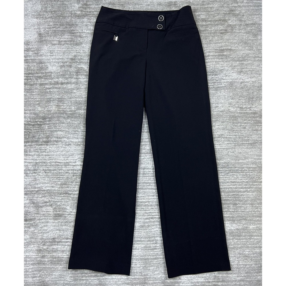 New Directions Dress Pants Womens 6 Black Straight Leg Wide Waistband Careerwear